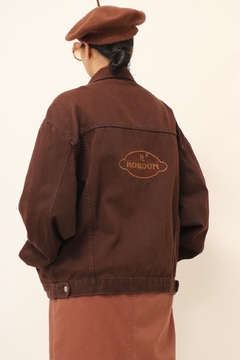 Jaqueta marrom bordado costas vintage - comprar online