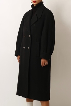 casaco preto forrado longo - loja online