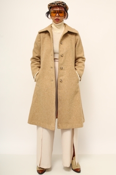 casaco longo lã bege forrado - loja online
