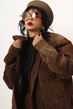 jaqueta couro camurça marrom forrada C.G.C - comprar online