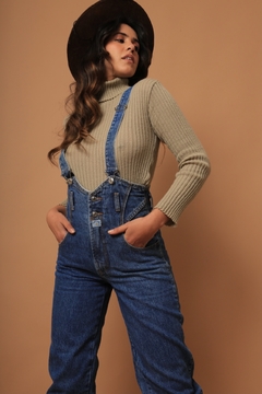 macacão jeans grosso justo cintura alta - loja online