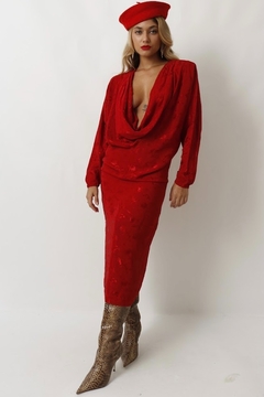 vestido vermelho decote 80’s glamour - comprar online