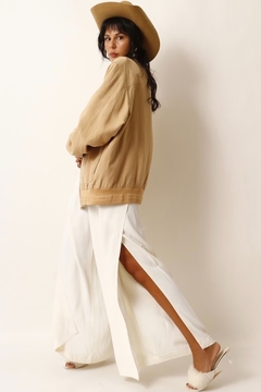 jaqueta linho forrada estilo Trenc Coat - loja online
