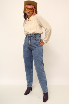 Imagem do Calça jeans cintura alta classica azul