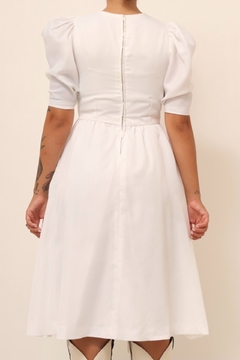 Vestido branco manga bufante rodado vintage 60´s - loja online