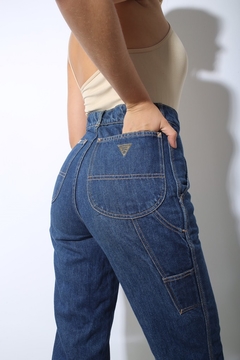 Calça jeans grosso azul cintura mega alta - Capichó Brechó