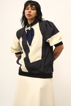 Camisa clodine bicolor manga bufante P/B - comprar online