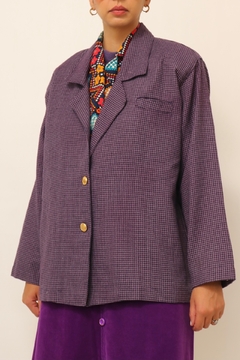 Blazer xadrez roxo ombreira vintage