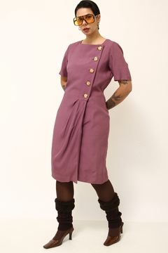 Vestido roxo vintage forrada - comprar online