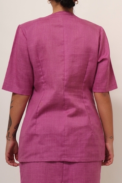 conjunto saia + camisa rosa estilo linho - comprar online