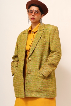 Blazer verde e amarelo forrado fio dourado