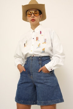 Camisa botinhas bordada western - loja online