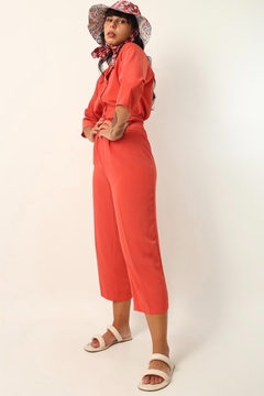 conjunto goiaba calça + blusa vermelho vintage - loja online