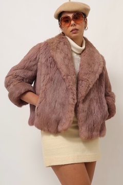casaco de pele forrado rosa manga 7/8 - comprar online