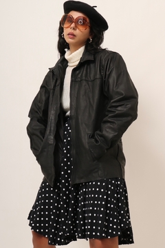 jaqueta couro forrada preta vintage - loja online