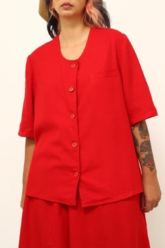 Conjunto vermelho blazer + bermuda - loja online
