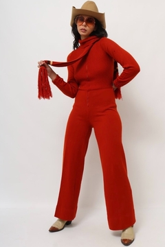 Macacão Deia vermelho cachecol EM TRICOT 70´S - comprar online