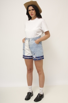 Shorts jeans flor bicolor KIWI - comprar online