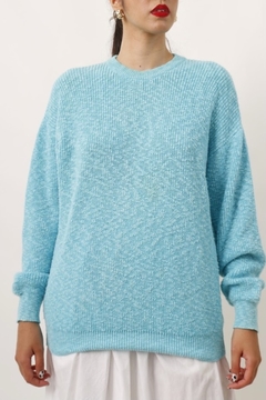 Imagem do tricot azul vintage 60’s amplo