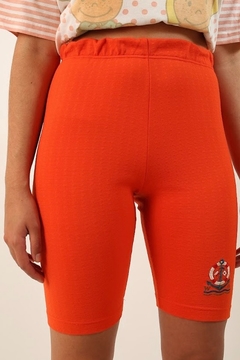 shorts biker laranja canelado bordado vintage - loja online