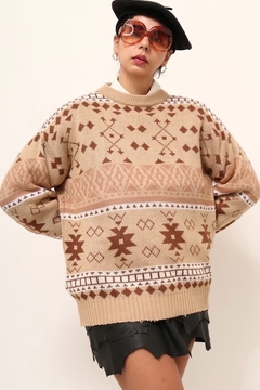 pulover bege westwrn vintage - loja online