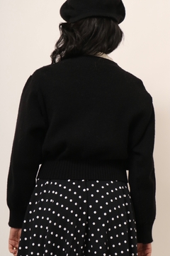 Blusa cropped tricot bordado vintage - loja online