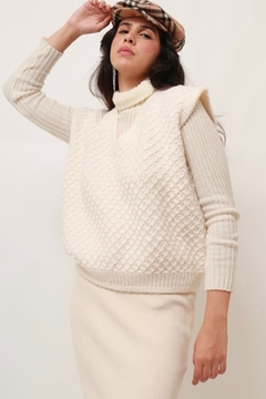 Pulover colete tricot textura vintage grosso - comprar online