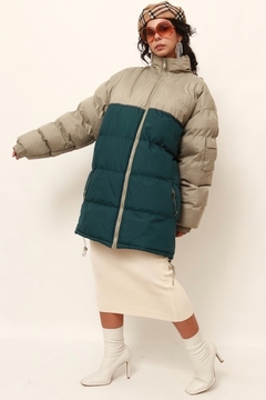casaco over acolchoado vintage bicolor - loja online