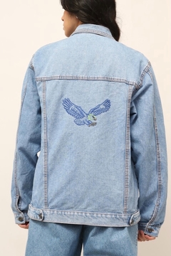Imagem do jaqueta jeans bordado costas aguia vintage