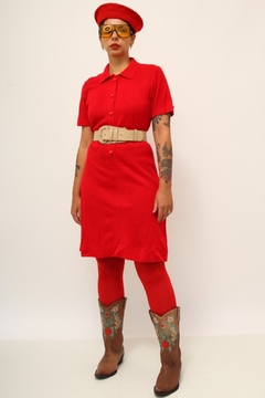 Vestido vermelho polo vintage na internet
