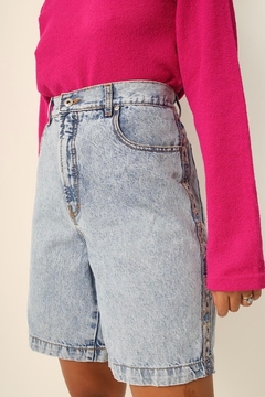 Bermuda jeans cintura alta det lateral - Capichó Brechó