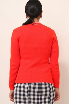 pulover vermelho bordado vintage bolso - Capichó Brechó
