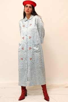 Imagem do Robe de matelasse azul bordado vintage