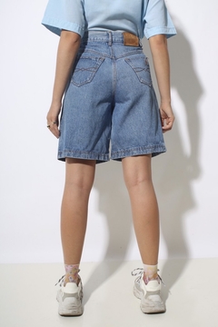 Bermuda jeans grosso azul cintura alta ampla - comprar online