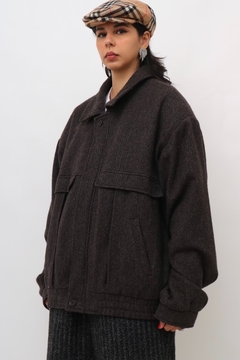 jaqueta lã forrada vintage forrada cinza na internet