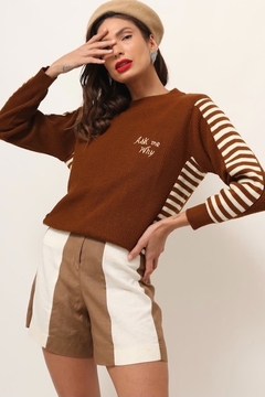 tricot marrom listras vintage na internet