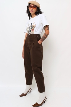 calça cintura alta bag marrom vintage
