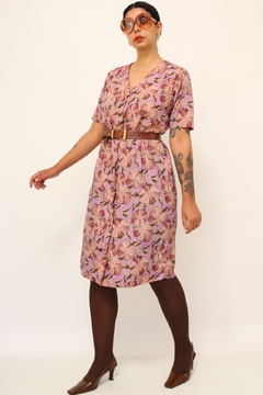 Vestido roxo estampado vintage midi na internet