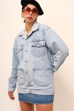 Jaqueta estilo parka jeans com bordado costas - loja online