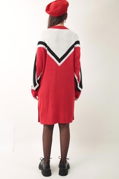 Imagem do vestido tricot college vermelho listras