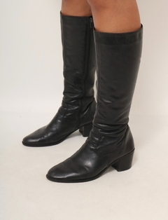 bota preta 100 % couro vintage 37 - comprar online