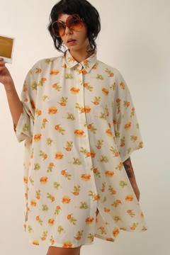 camisa vestido entampa crepe flores - comprar online