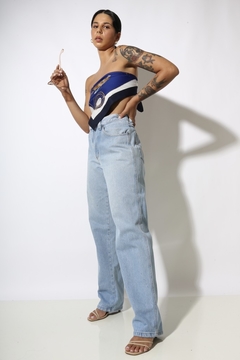 Calça jeans cintura alta barra reta vintage original 
