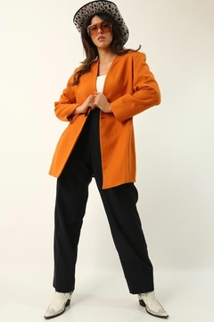 blazer laranja forrado longo ombreira - loja online