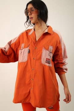 camisa estampa laranja bicolor vintage