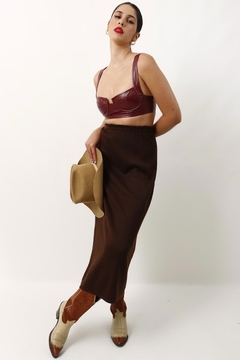 Imagem do Saia tricot cintura alta marrom vintage