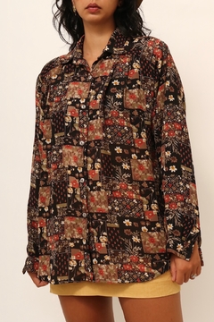 Camisa marrom western vintage estampada - comprar online