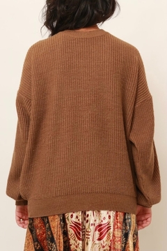tricot vintage marrom bufante grosso - loja online