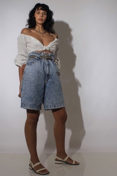 Bermuda jeans cintura mega alta vintage  - loja online