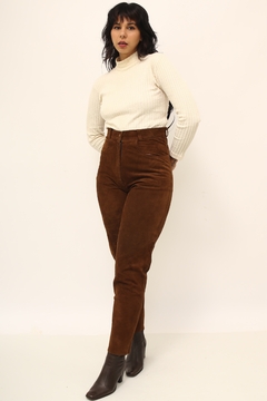 Calça cintura alta couro marrom - comprar online